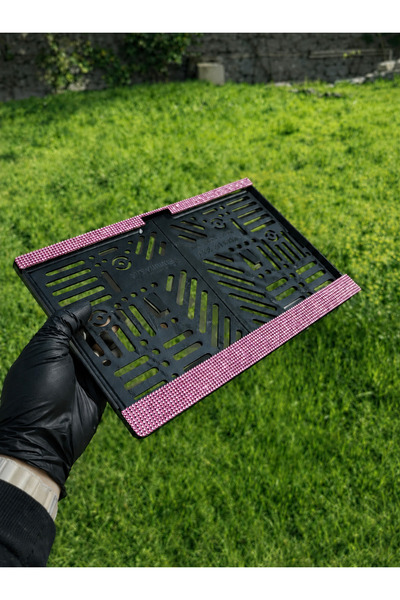 IŞILTI DESİGN Toz Pembe Taşlı Motor Plakalık Parlak Taş Tüm Motorsikletler İl...