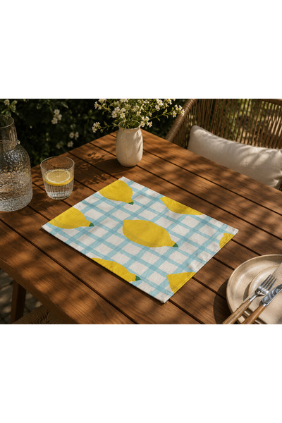 megi concept Dijital Baskılı 2'li Limon Desenli Amerikan Servis 35x45 cm Pöti...