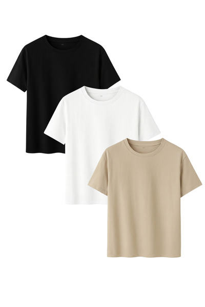 DK DAKSEL Men's 3-Pack Basic T-Shirt 100% Cotton Short Sleeve Crew Neck Comfo...