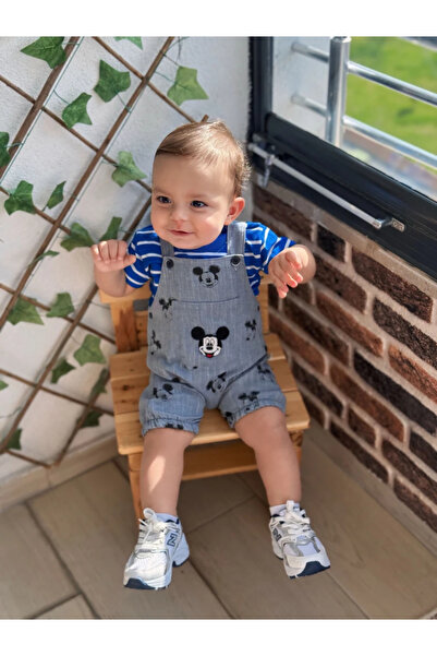 hümabebe Cute Little Mouse Striped T-Shirt Summer 2-Piece Salopet Set