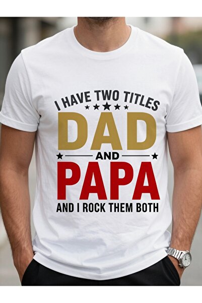 2mcup تي شيرت رجالي بطبعة 'Dad Papa' لعيد الأب - قميص كاجوال بأكمام قصيرة ويا...