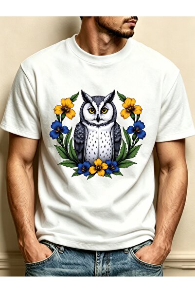 212Wear تي شيرت رجالي كاجوال، تصميم زهور البومة، مناسب للربيع والصيف، هدية لم...
