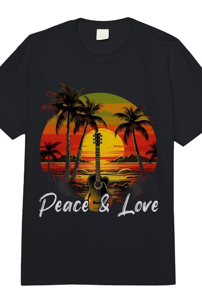 17 seramik Reggae Music Guitar Rasta Pride Jamaica Sunset Tee - Comfort Color...