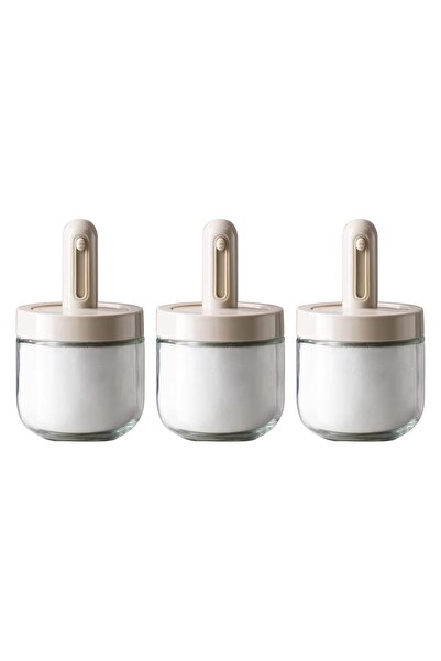 Arabest Glass Seasoning Jars,Set of 3,300ml Each,with Airtight Lid,Spoon,Tran...