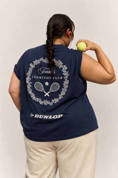 ZAVIXO Kadın Oversize Tennis Club Baskılı Kolsuz Tişört %100 Pamuk Rahat Kalı...