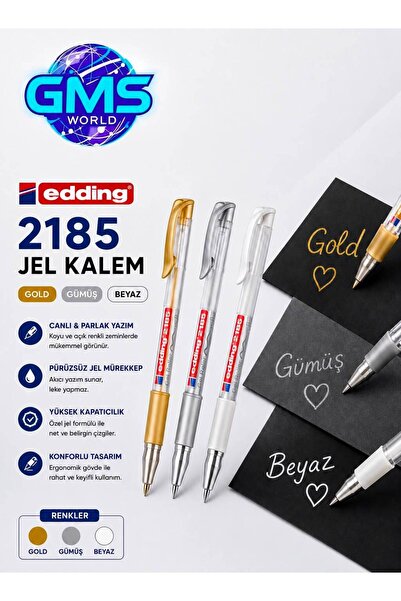 Edding 3 LÜ SET JEL KALEM - GOLD/GÜMÜŞ/BEYAZ