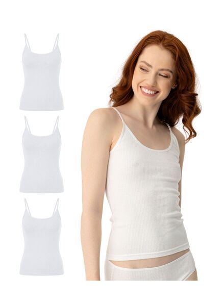 Mimosso Women's Organic Cotton 3-Piece Ribbed Strap Tank Top