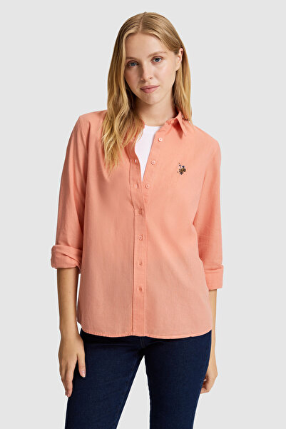 U.S. Polo Assn. Women's Salmon Long Sleeve Basic Shirt 50320204-Vr204