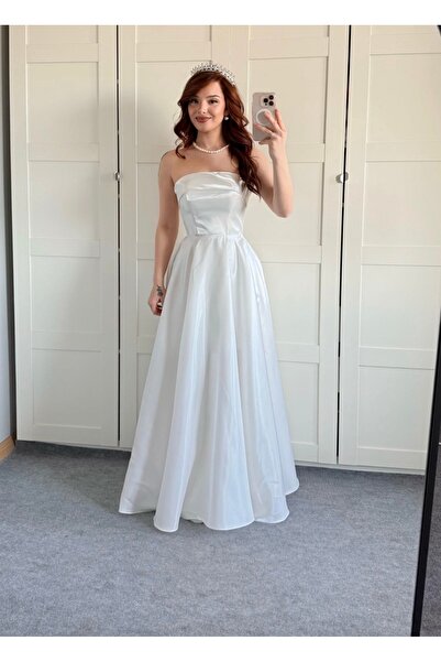 ayşenur Dinçer butik Cindirella Abiye Beyaz