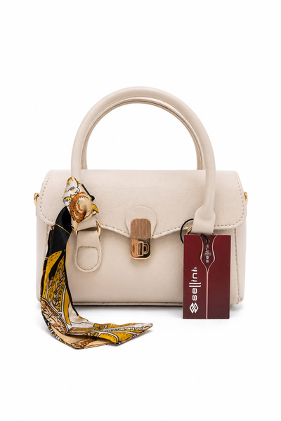 Sellini Eve Flor Lock Mechanism Cream Women's Hand and Shoulder Bag Stylish D...
