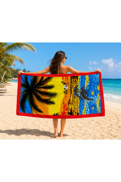 Zenorius Prosop de Plajă Summer cu Imprimeu Tropical și Delfini 70x140, Micro...