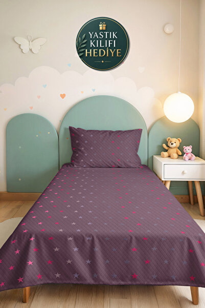 Evimde Bambaşka Yıldız Purple Young Room Single Pique Set - Pastel Pink Gray ...
