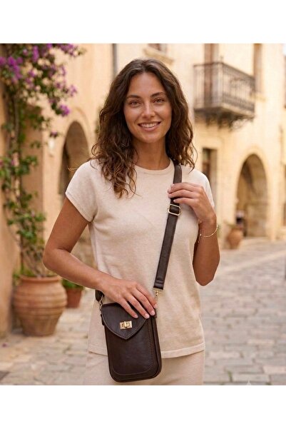 Elory Grace Women's Dark Bitter Coffee Cross-Strap Small Shoulder, Wallet, an...