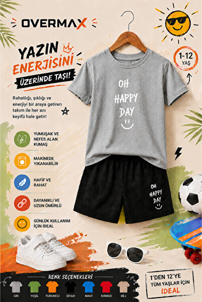 OVERMAX Oh Happy Day Printed Children's Set – T-Shirt & Shorts 2-Piece Combin...