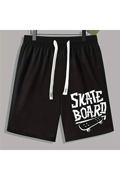 COZYWEAR Skateboard Printed Black Men's Shorts