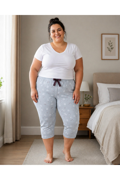 Lady Queen Lycra Ring Viscose King Size Capri Pajama Bottoms 6021
