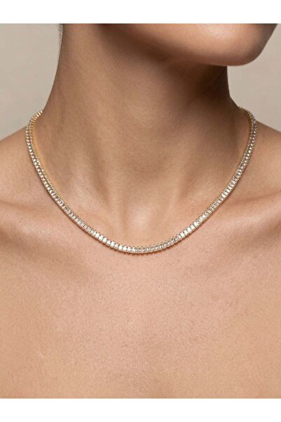 MatmazelLavinya Zircon rectangular stone steel waterway necklace