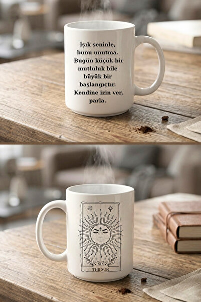 Tarot Kart Temalı Kupa - 330ml Porselen Mistik Hediyelik Kupa