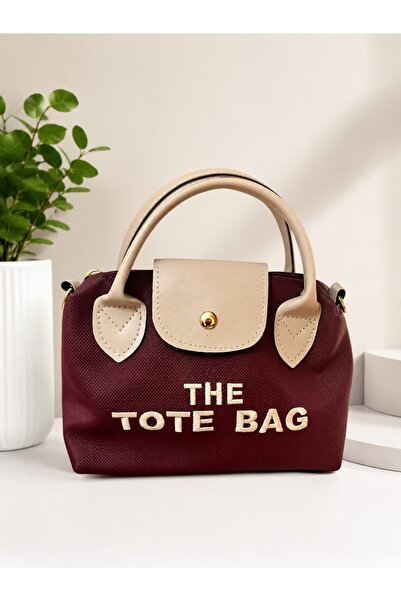 ÇANTA Moda Tech Kadın Bordo El Ve Omuz Çantası Nakış Detaylı Suni Deri Tote Bag
