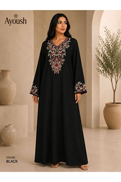 AYOUSH Women's Long Embroidered Robe Luxurious Oriental Design Long Sleeves L...