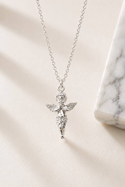 Auryne Jewelry Altın Kaplama Minik Bebek Melek Kolye Melek Kolye, 3D Bebek Me...