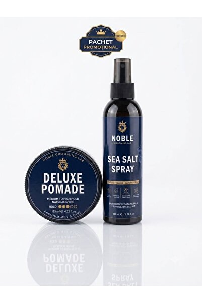 Noble Grooming Lab Kit de coafare Deluxe Pomadă + Spray cu sare de mare