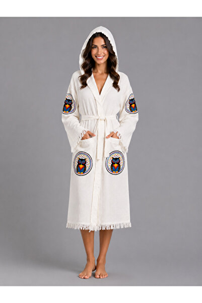 EMİLLİE 100% Cotton Muslin Bathrobe Owl – Breathable, Ultra Light, Quick-Dryi...