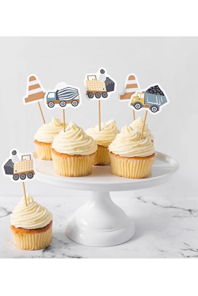 Öztürkpartievi Retro Construction Themed Toothpick Ornament 8 Pcs
