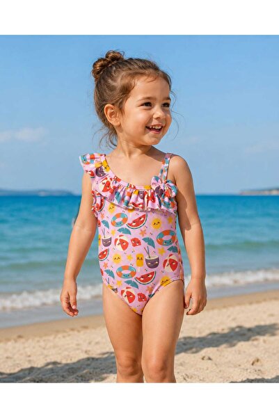 GHAND Girl's Bow One-Piece Swimsuit Sea Beach Pool Swimwear 1-2 2-3 3-4 4-5 5...