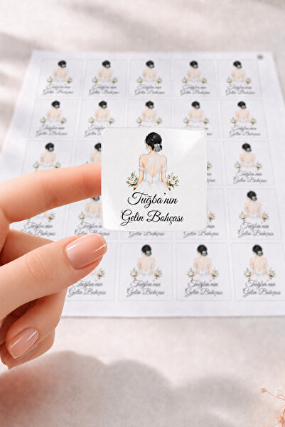deer art Kişiye Özel Gelin Bohçası Çikolata Etiketi Sticker 3,6x3,6 cm 70 Ade...