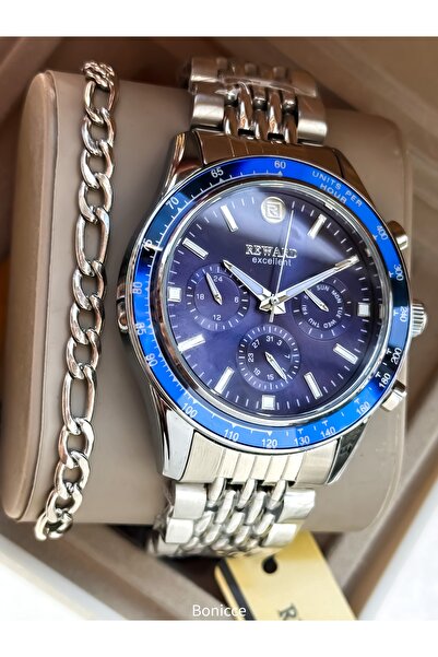 Reward Functions Active, in Stylish Box, Silver Steel Cord, Navy Blue Dial, M...