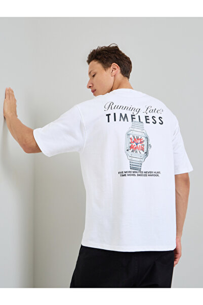 Styli Men Oversized Back Digital Print Cotton Terry T-Shirt
