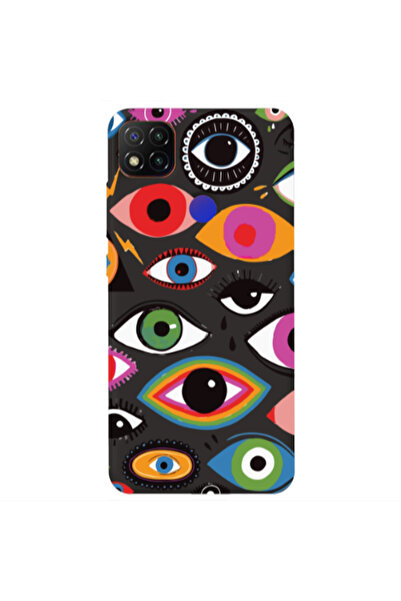 Other Xiaomi Redmi 9c Colorful eyes Black Colored Silicone TPU Θήκη