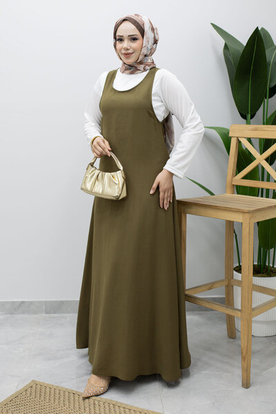 Tesettür Dünyası Inner Layer Gilet Dress Tsd260247 Khaki