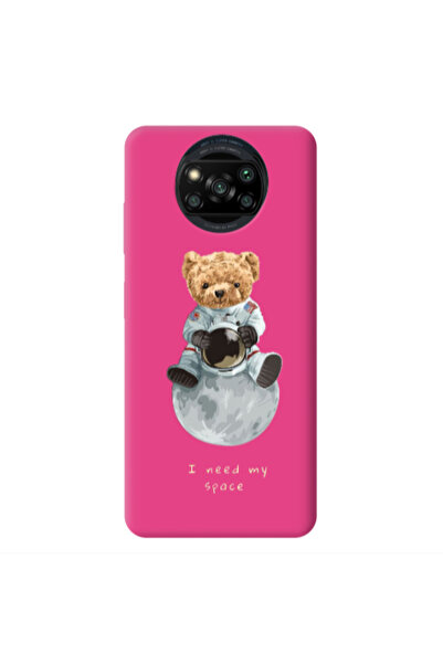 Other Xiaomi Poco X3 /X3 Pro Bear in space Fuchsia Colored Silicone TPU Θήκη