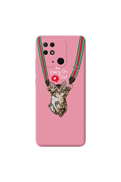 Other Xiaomi Redmi 10C Swinging cat Pink Colored Silicone TPU Θήκη