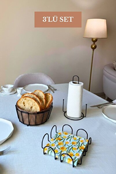 Edora Home Set of 3 Black Square Napkin Holders, Upright Paper Towel Holders,...