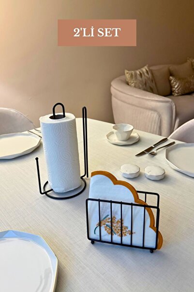 Edora Home مجموعة من 2 حامل مناديل ورقية أسود اللون على شكل قفص، حامل مناديل ...