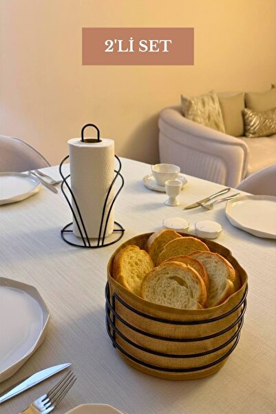 Edora Home Set of 2 Black Swan Napkin Holder Round Bread Basket Kitchen Set