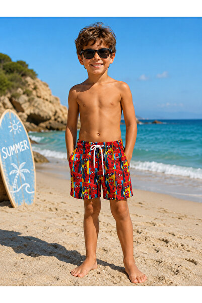 Yalova İç Giyim Character Patterned Mesh Lined Boys' Sea Pool Shorts