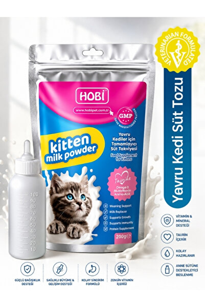 HOBİ Kitten Milk Yavru Kediler İçin Anne Sütü Destekli Süt Tozu – Biberon Hed...