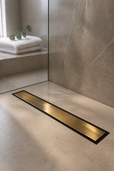 İSAOĞLU YAPI Antik Gold Duş Kanalı 40 Cm Lineer Duş Gideri Antibakteriyal Kok...