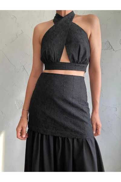 FK PYNAPPEL Embroidered Midi Skirt & Crop Bustier Set