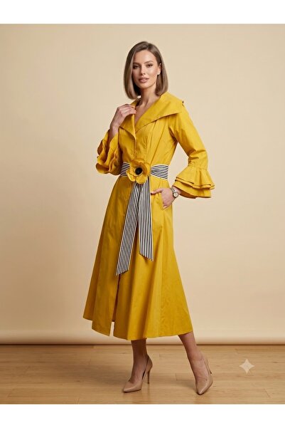 centilmen Bize Fashion Yellow Double Breasted Dress with Flywheel Sleeves and...