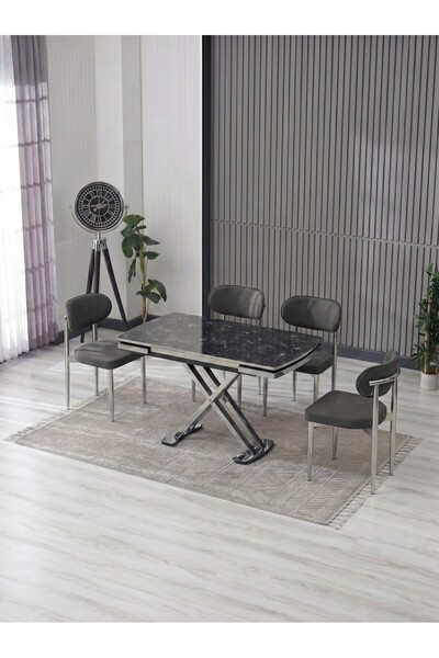 JoyMassa VENOXA 70X110 MDF MASA / 4 POLO SANDALYELİ MASA TAKIMI