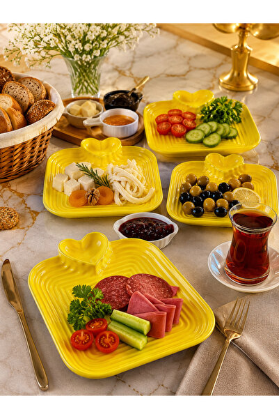 MAY HOME Kalpli Seramik Sunum Tabağı & Reçellikli Kahvaltı Servis Tabağı 1 Adet