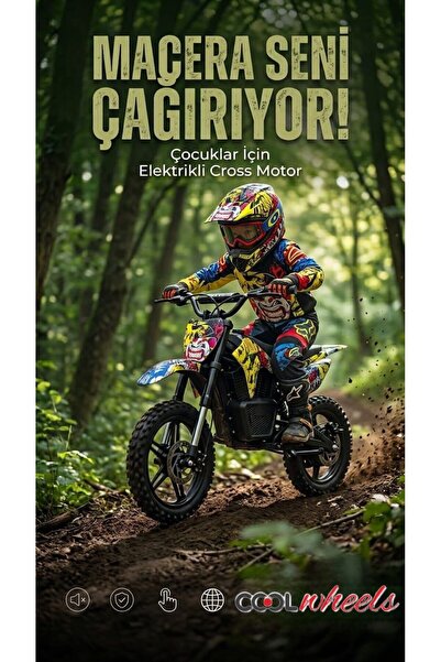Cool Wheels Çocuk Elektrikli Cross Motorsiklet 36 Wolt