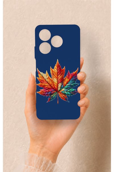 Vip Case حافظة سيليكون ملونة متوافقة مع Realme C63 بنمط أوراق الشجر