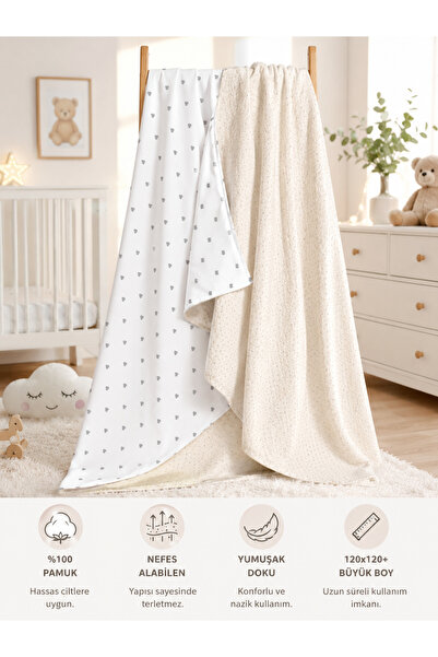Mommyslab Double-Sided Baby Pique Muslin Blanket - Muslin Pique Blanket 120X120