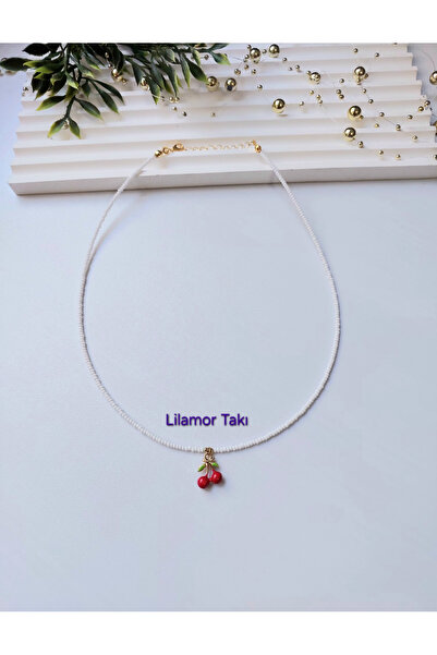 Lilamor White Beaded Cherry Necklace